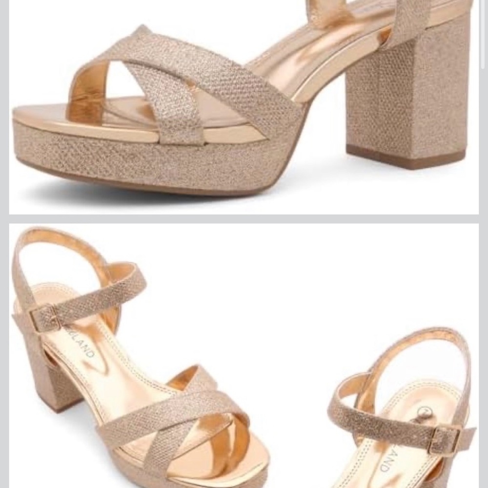 Chic Gold Women's Block Heel Sandals